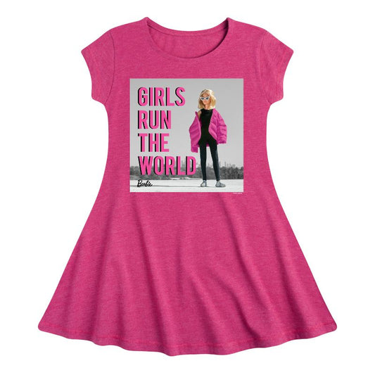 Girls' - Barbie - Girls Run the World Fit & Flair Cap Sleeve Dress