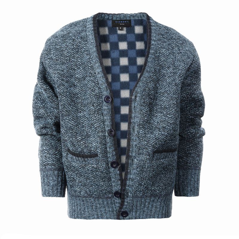 Gioberti Boy's Cardigan Sweater with Soft Brushed Flannel Lining and Pockets