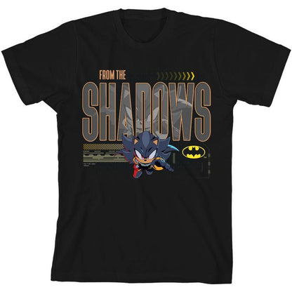 DC x Sonic the Hedgehog From The Shadows Shadow X Batman Yellow Outline Youth Crew Neck Short Sleeve T-Shirt