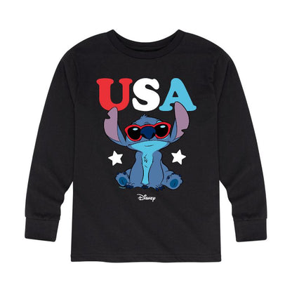 Boys' - Lilo and Stitch - Stitch USA Sunglasses Long Sleeve Graphic T-Shirt