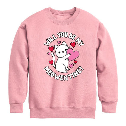 Boys' - Instant Message - Valentine's Day Be My Meowentine Graphic Long Sleeve Fleece Sweatshirt