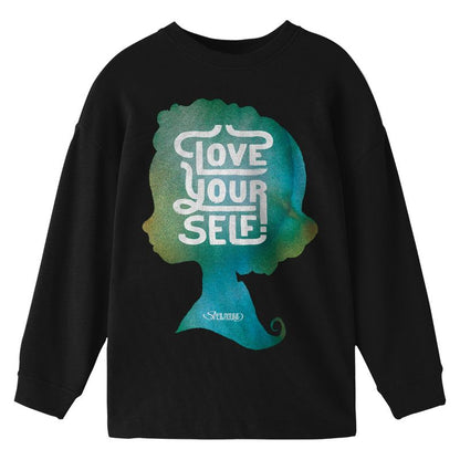 Spellbound Elian Silhouette Love Your Self Youth Black Crew Neck Long Sleeve Tee