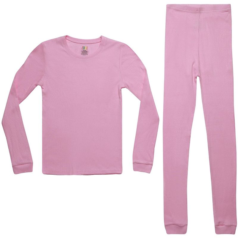 Just Love Girls Solid Pajama Sets - Snug Fitting Ribbed PJ Tops & Bottoms for Girls