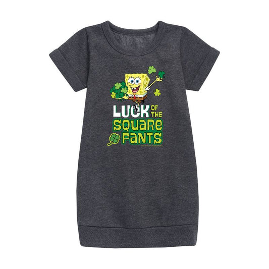 Girls' - SpongeBob Squarepants - Luck Of The Square Pants Graphic Short Sleeve Fleece Dress