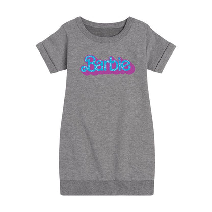 Girls' - Barbie - Pool Water Reflection Graphic Short Sleeve Fleece Dress
