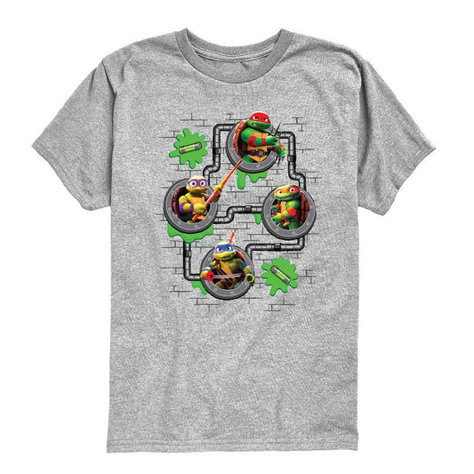 تي شيرت جرافيكي بأكمام قصيرة من Battle Tycoon Sewer للأولاد - سلاحف النينجا المراهقة المتحولة