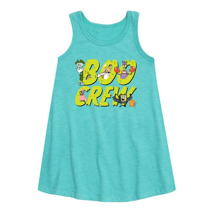 فستان بو كرو الجرافيكي بدون أكمام بتصميم خطي للفتيات من سبونج بوب سكوير بانتس