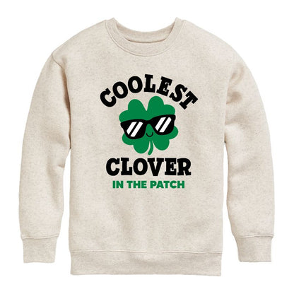 Boys' - Instant Message - St. Patrick's Day Coolest Clover in the Patch Graphic Long Sleeve Fleece Sweatshirt