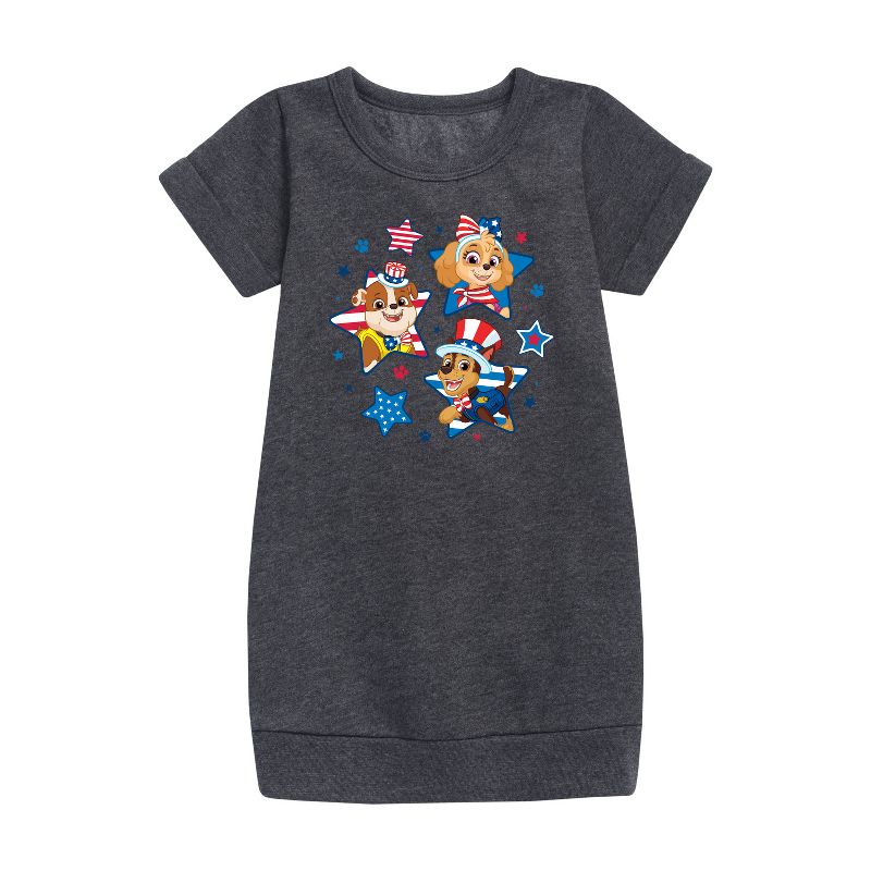 Girls' - Paw Patrol - Americana Graphic Short Sleeve Fleece Dress