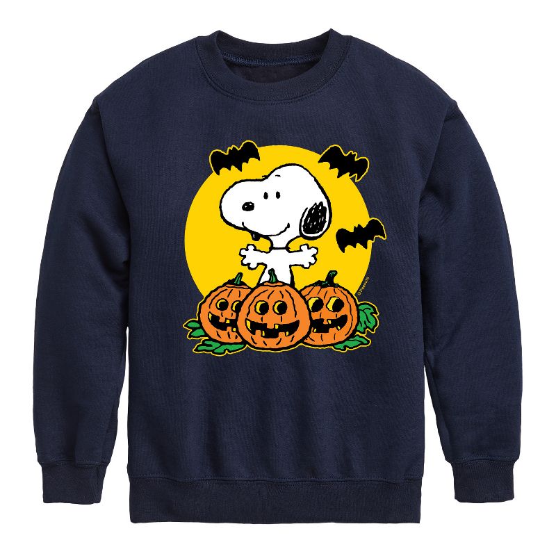 Boys' - Peanuts - Snoopy Pumpkin Patch Graphic Long Sleeve Fleece Sweatshirt