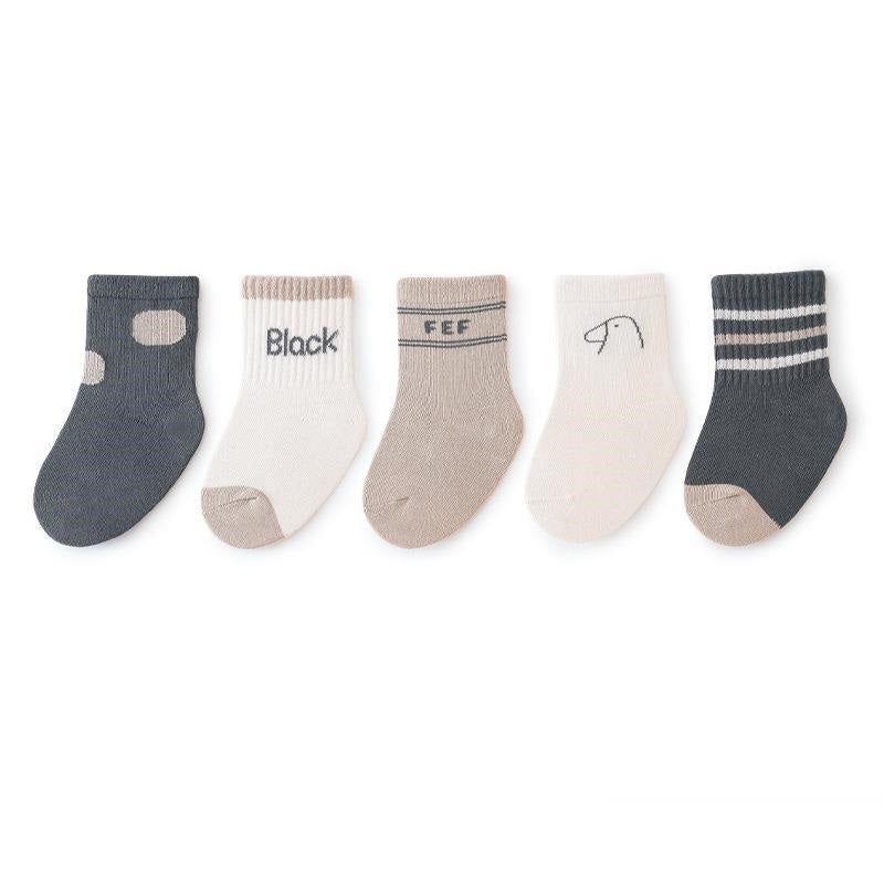 MyKids-USA Baby Unisex Breathable Comfy Preppy Socks 5-Pair Set