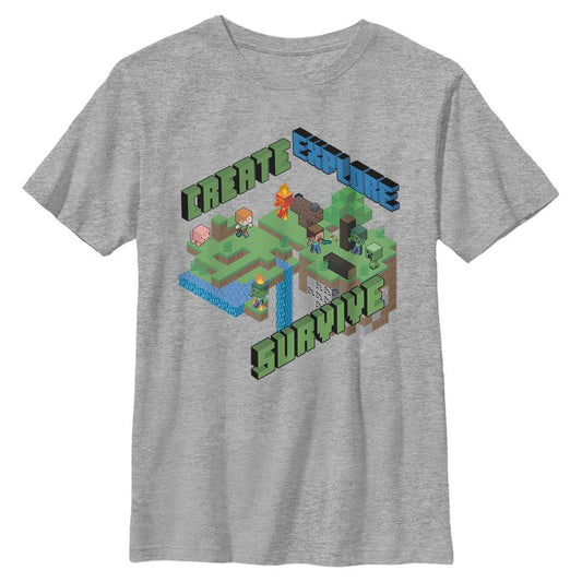 Boys Minecraft Create Explore Survive Map T Shirt