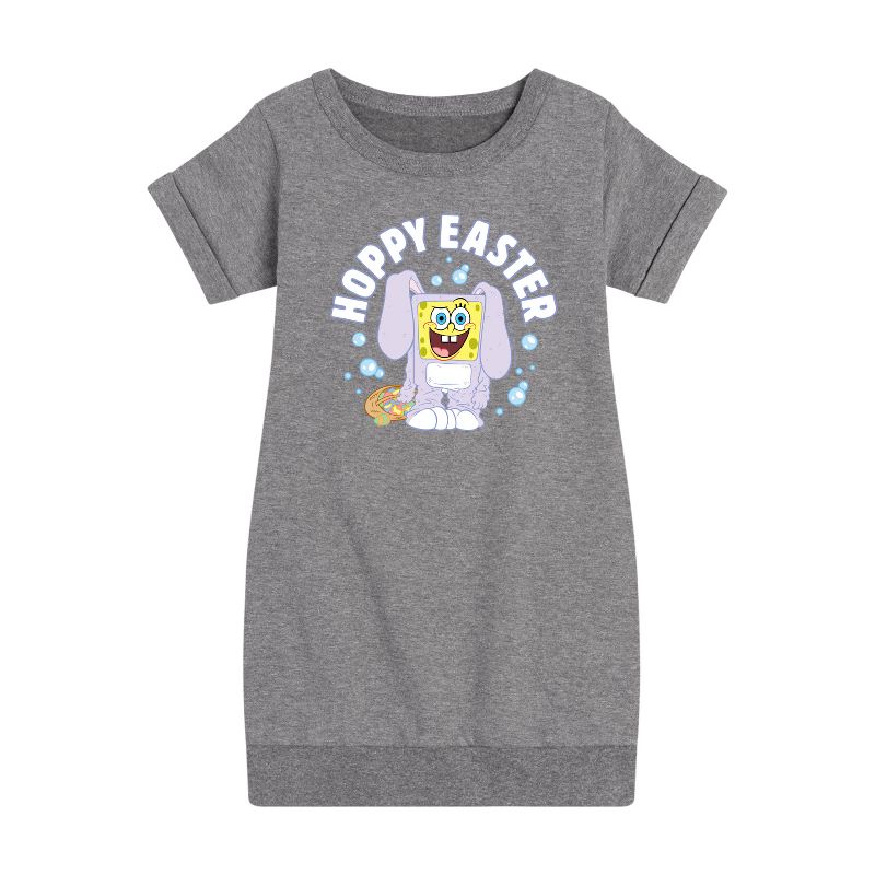 فستان صوف بأكمام قصيرة مطبوع عليه رسمة سبونج بوب سكوير بانتس للبنات