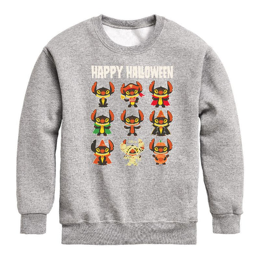 Boys' - Disney - Stitch Happy Halloween Graphic Long Sleeve Fleece Sweatshirt