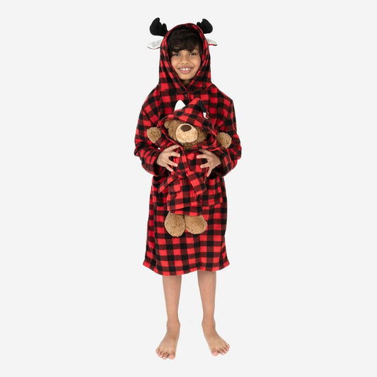 Leveret Girl and Doll Matching Hooded Fleece Robes - Classic Prints