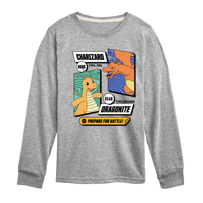 تي شيرت جرافيكي بأكمام طويلة للأولاد - بوكيمون - دراغونايت تشارزارد - استعد للمعركة