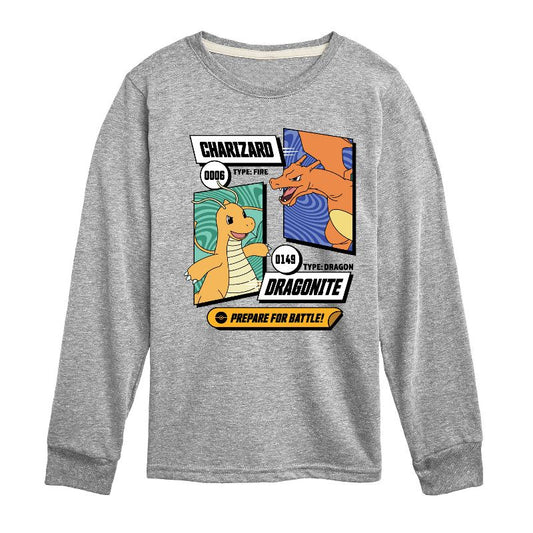 تي شيرت جرافيكي بأكمام طويلة للأولاد - بوكيمون - دراغونايت تشارزارد - استعد للمعركة