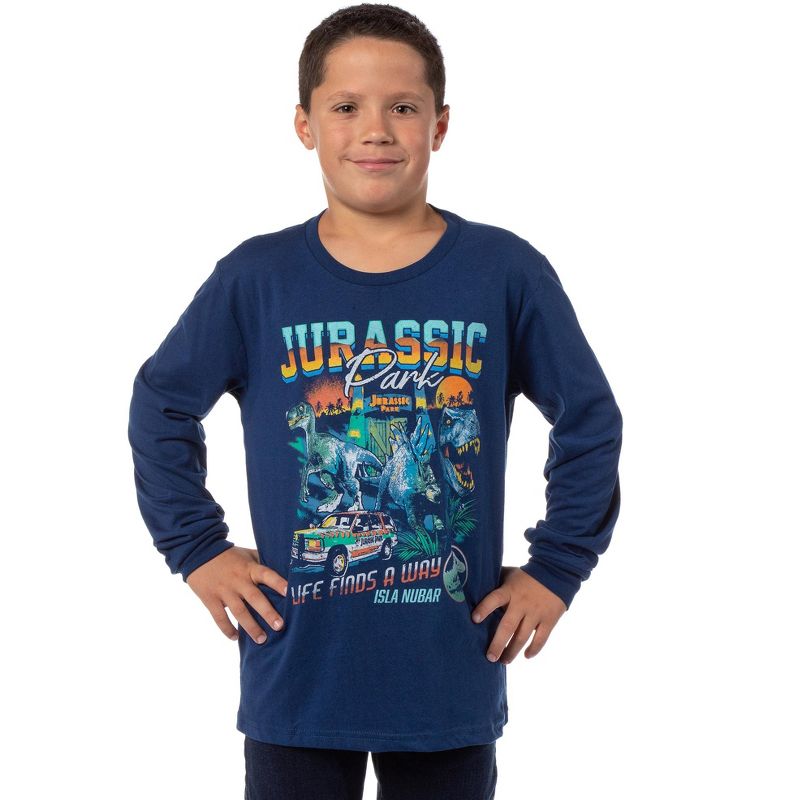Seven Times Six Jurassic Park Boys' Jurassic World Life Finds A Way Isla Nubar Kids T-Shirt Blue