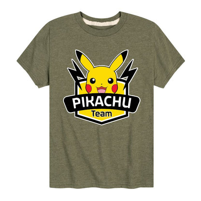 تي شيرت جرافيكي بأكمام قصيرة بشعار فريق بيكاتشو للأولاد - بوكيمون
