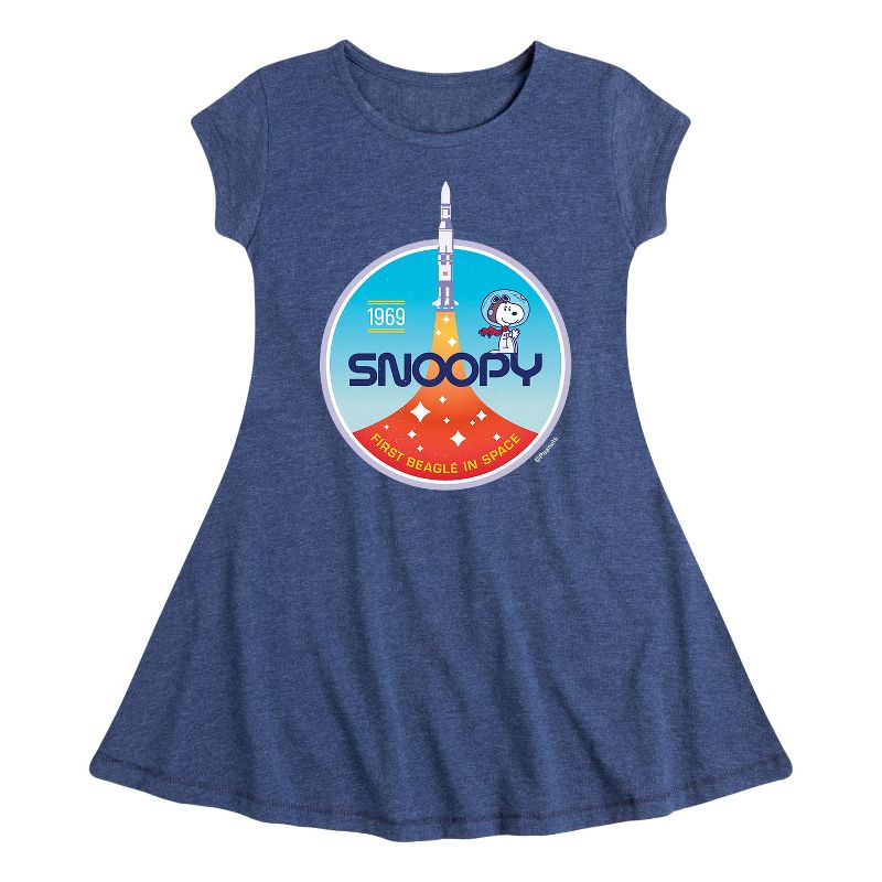 فستان سنوبي سبيس ترافيلر للبنات - بينتس - بأكمام قصيرة وقصة ضيقة