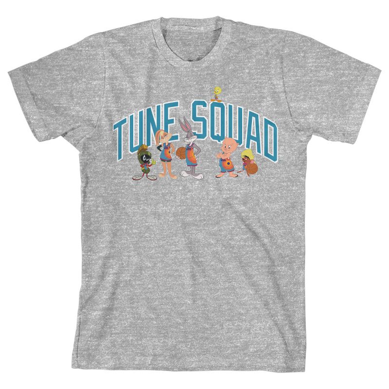 تي شيرت رياضي رمادي للشباب برسومات شخصية من Space Jam 2 Tune Squad