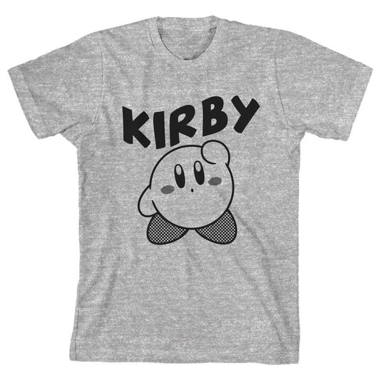 تي شيرت رياضي للشباب من Bioworld Kirby Outline برسومات رمادية باهتة