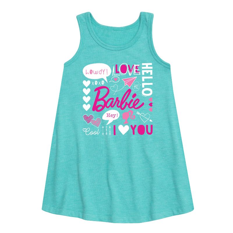 فستان عيد الحب بدون أكمام بتصميم جرافيكي من باربي للبنات