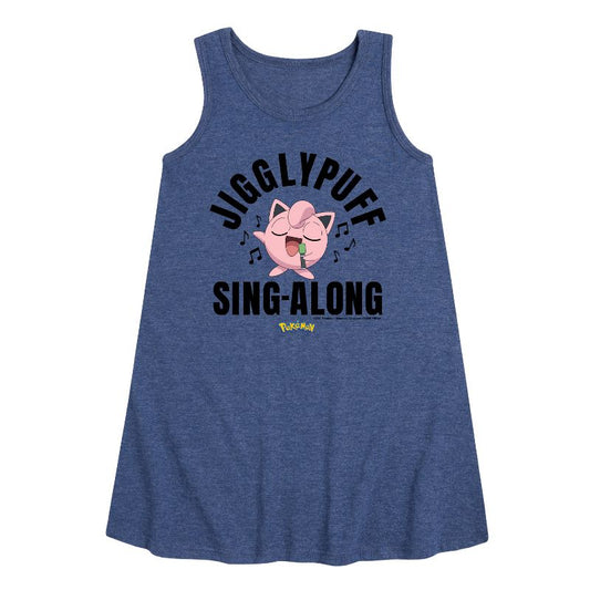 فستان جيغي باف الجرافيكي بدون أكمام بتصميم خطي للفتيات - بوكيمون