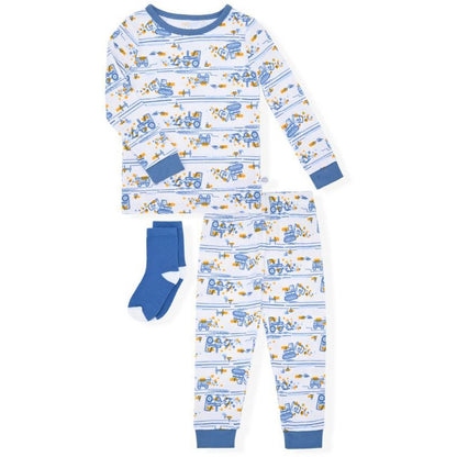 Sleep On It  Boys 2-Piece Super Soft Jersey Snug-Fit Pajama Set with Matching Socks - Baby Boy Pajamas and Toddler Pajama Sets