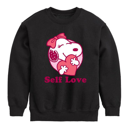 Boys' - Peanuts - Self Love Belle Graphic Long Sleeve Fleece Sweatshirt