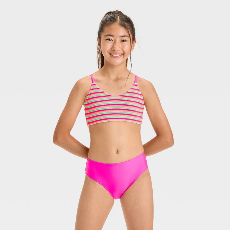 Girls' Teen Summer Striped Bikini Set - art class™