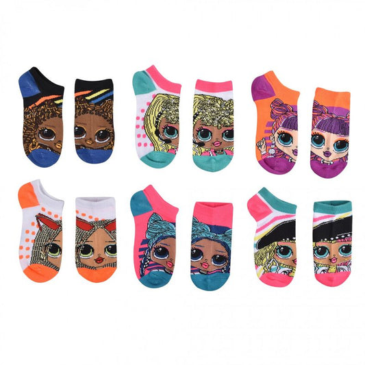 Kids LOL Dolls OMG Fierce Character Faces Ankle Socks 6-Pack