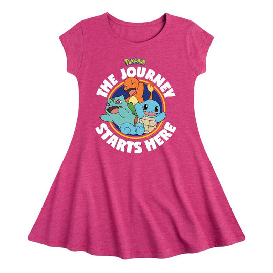 فستان بناتي - بوكيمون - لنبدأ - مناسب وأنيق بأكمام قصيرة