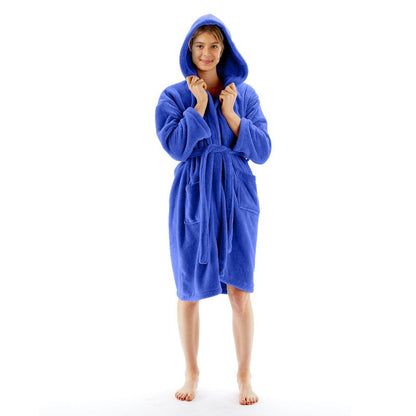 BC BARE COTTON Girls Hooded Robe Microfiber Plush Fleece Bathrobe