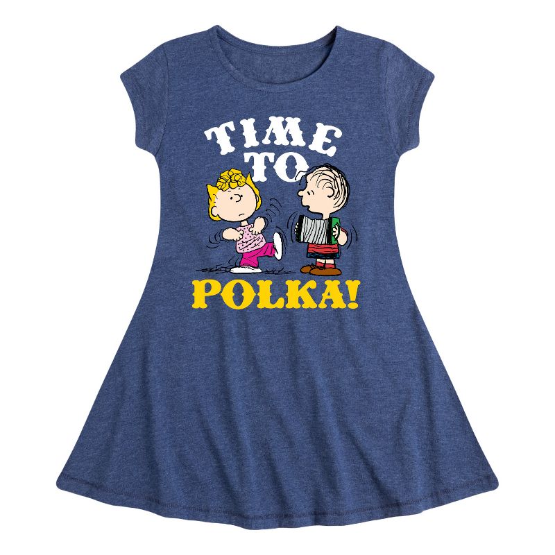 Girls' - Peanuts - Time To Polka Fit & Flair Cap Sleeve Dress