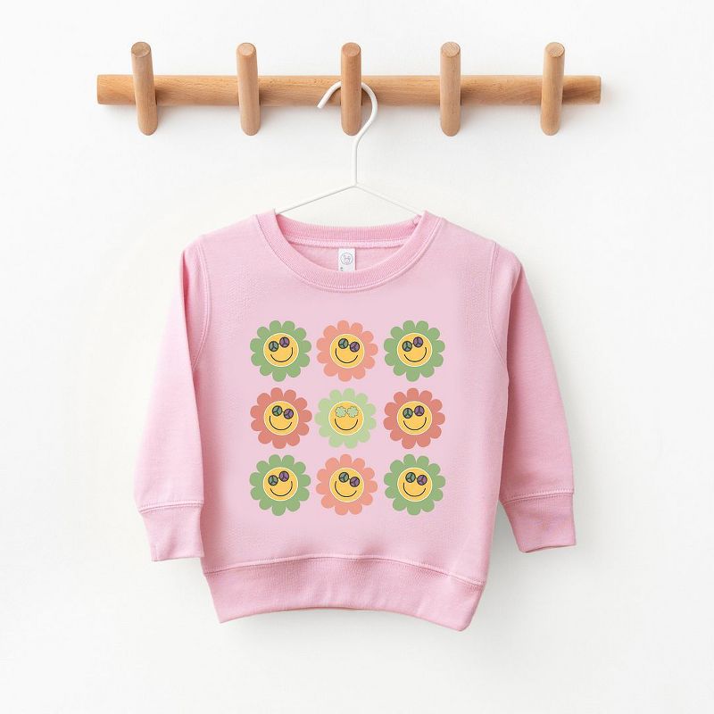 The Juniper Shop Smiley Flowers With Sunglasses Toddler Graphic Sweatshirt