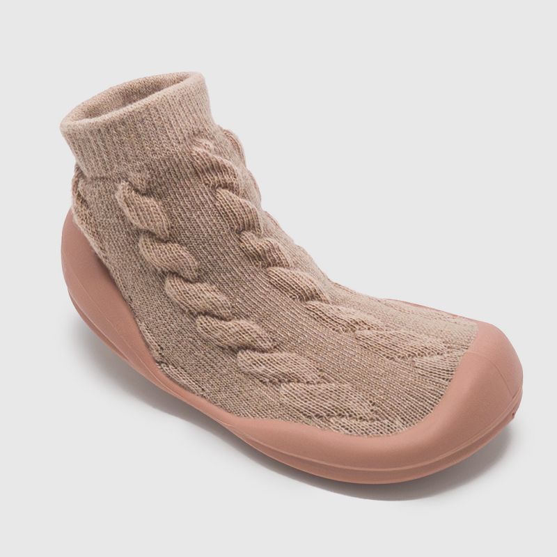 Komuello Toddler Boy Girl First Walk Sock Shoes Cable Knit