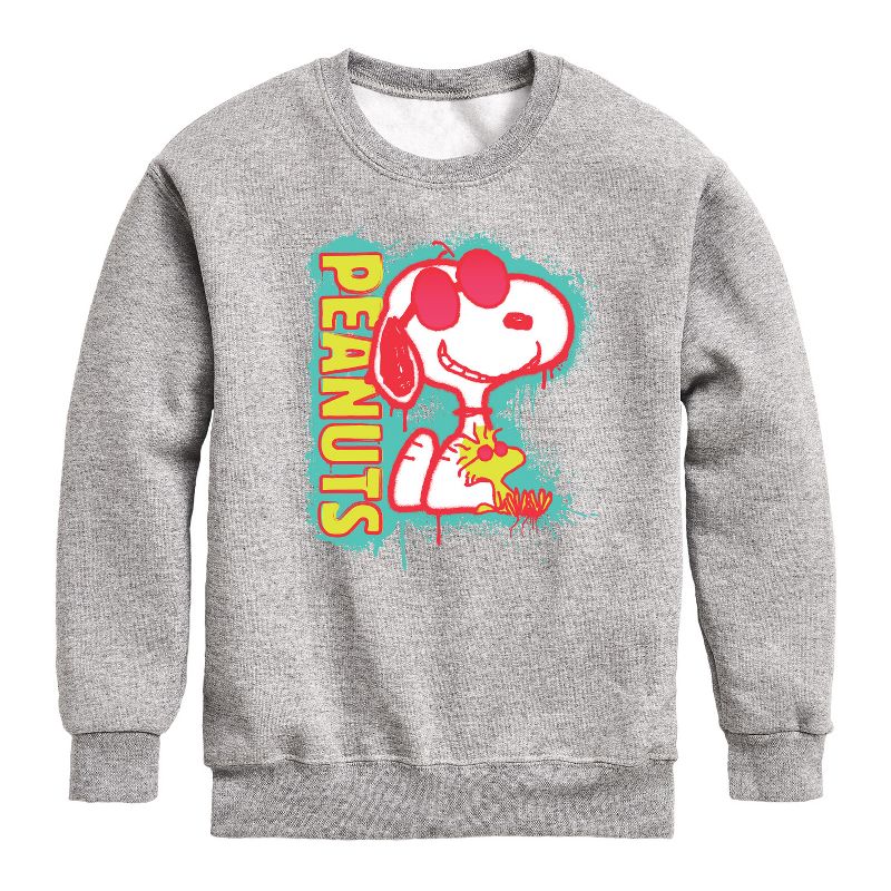 Boys' - Peanuts - Peanuts Snoopy Woodstock Graphic Long Sleeve Fleece Sweatshirt