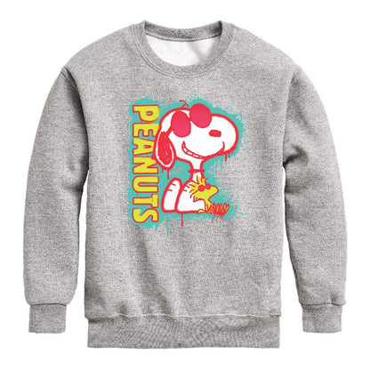 Boys' - Peanuts - Peanuts Snoopy Woodstock Graphic Long Sleeve Fleece Sweatshirt