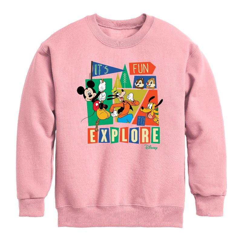 Boys' - Disney - Its Fun To Explore Graphic Long Sleeve Fleece Sweatshirt