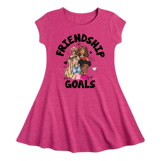 Girls' - Barbie - Friendship Goals Fit & Flair Cap Sleeve Dress
