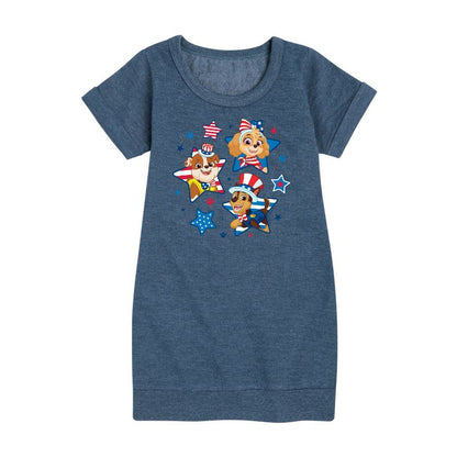 Girls' - Paw Patrol - Americana Graphic Short Sleeve Fleece Dress