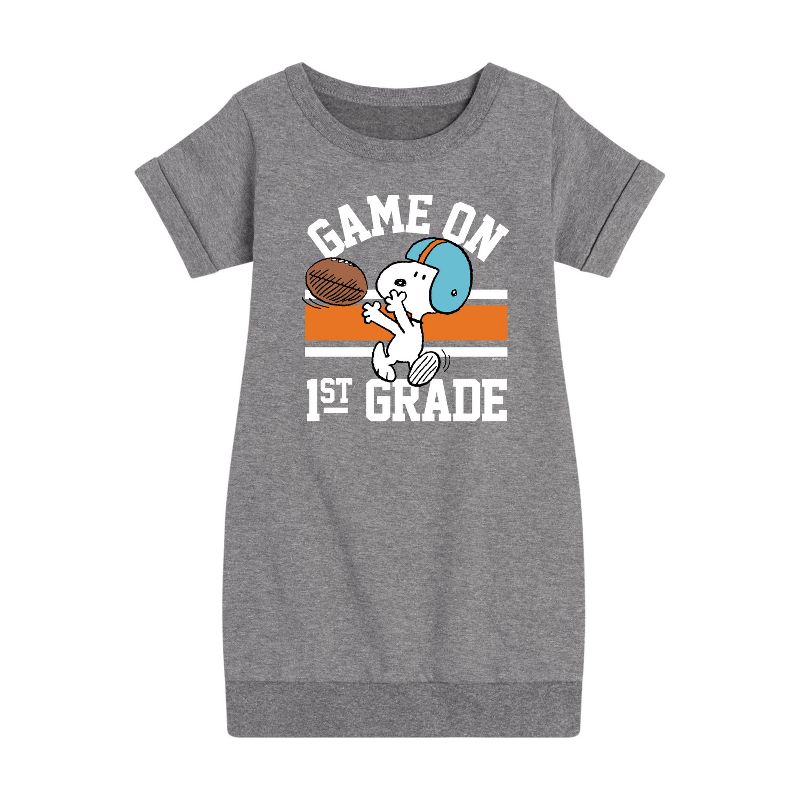 فستان صوف قصير الأكمام من Game On للصف الأول للبنات - Peanuts -