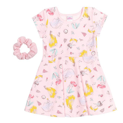 Disney Princess Frozen Minnie Mouse Moana Mulan The Little Mermaid Cinderella Skater Dress  Scrunchie Toddler to Big Kid
