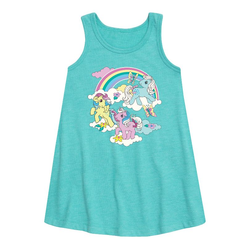 فستان ألين بدون أكمام برسومات قوس قزح للفتيات - ماي ليتل بوني