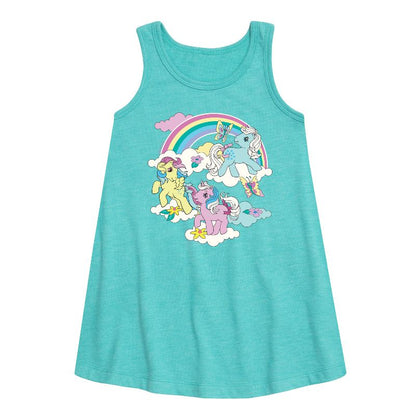 فستان ألين بدون أكمام برسومات قوس قزح للفتيات - ماي ليتل بوني