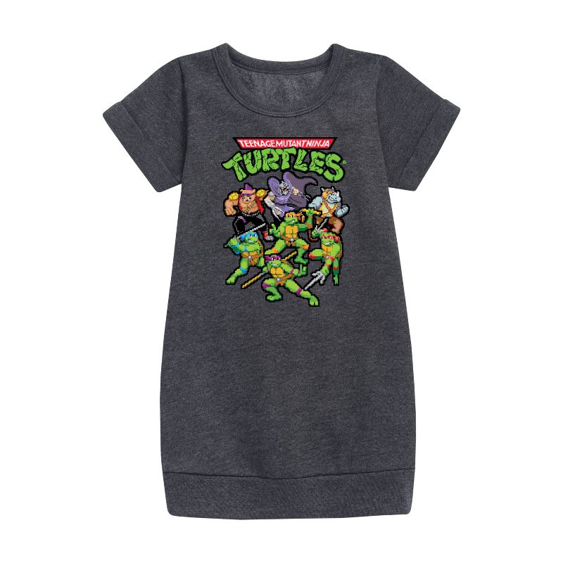 Girls' - Teenage Mutant Ninja Turtles - Pixel Gaming Group Graphic Short Sleeve Fleece Dress