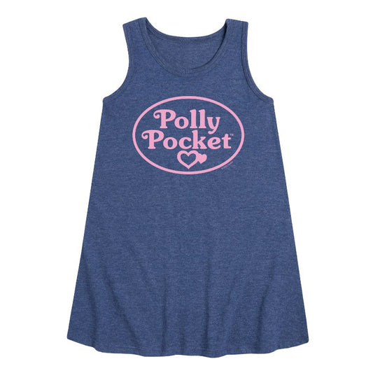 Girls' - Polly Pocket - Polly Pocket Pink Logo Graphic Sleeveless Aline Dress