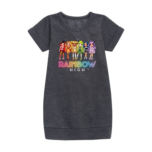 Girls' - Rainbow High - Rainbow High Character Group Graphic Short Sleeve Fleece Dress