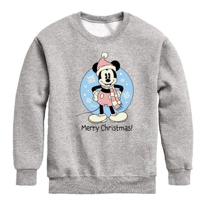 Boys' - Disney - Mickey Merry Christmas Graphic Long Sleeve Fleece Sweatshirt